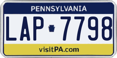 PA license plate LAP7798