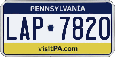 PA license plate LAP7820