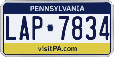 PA license plate LAP7834