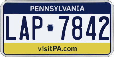 PA license plate LAP7842