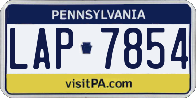 PA license plate LAP7854