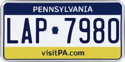 PA license plate LAP7980