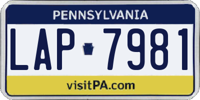 PA license plate LAP7981
