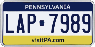 PA license plate LAP7989