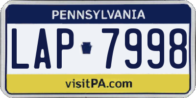 PA license plate LAP7998