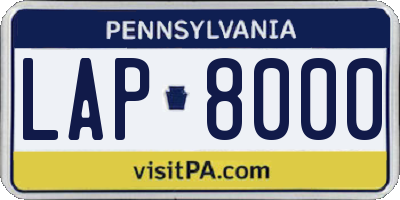 PA license plate LAP8000