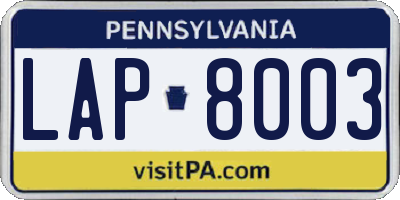PA license plate LAP8003