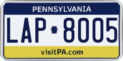 PA license plate LAP8005
