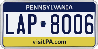 PA license plate LAP8006