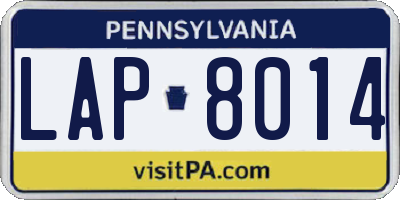 PA license plate LAP8014