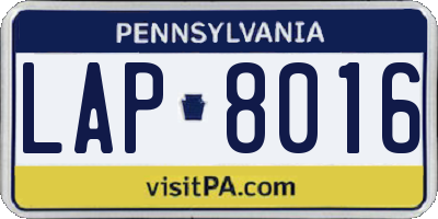 PA license plate LAP8016