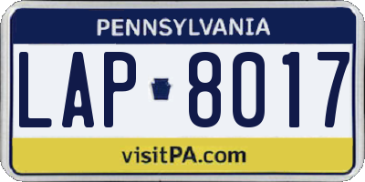 PA license plate LAP8017