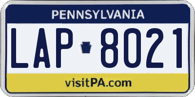 PA license plate LAP8021