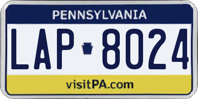 PA license plate LAP8024