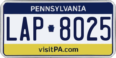 PA license plate LAP8025