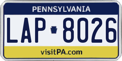 PA license plate LAP8026