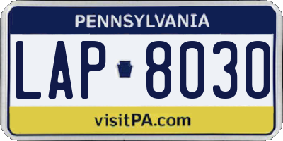 PA license plate LAP8030