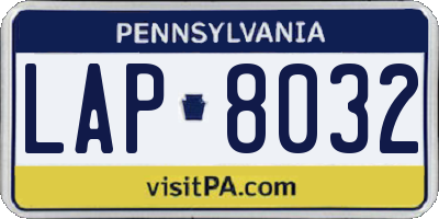 PA license plate LAP8032