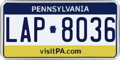 PA license plate LAP8036