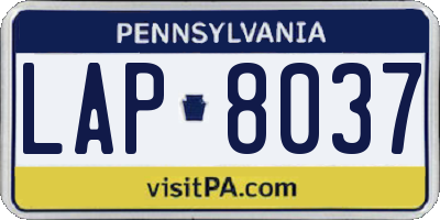 PA license plate LAP8037