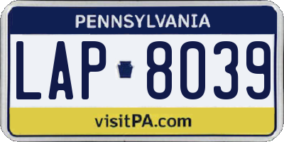 PA license plate LAP8039