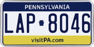 PA license plate LAP8046