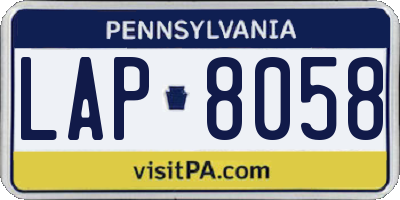 PA license plate LAP8058