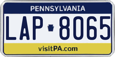 PA license plate LAP8065