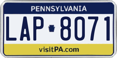 PA license plate LAP8071