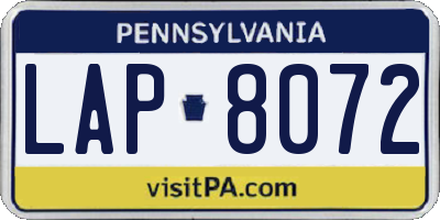 PA license plate LAP8072