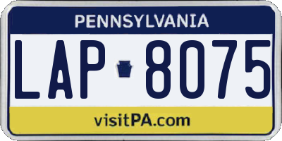 PA license plate LAP8075