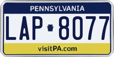 PA license plate LAP8077
