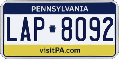 PA license plate LAP8092