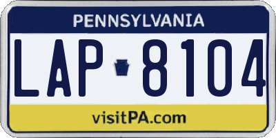 PA license plate LAP8104