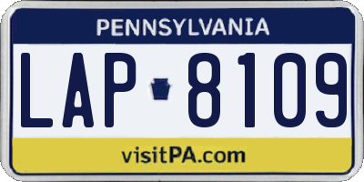 PA license plate LAP8109