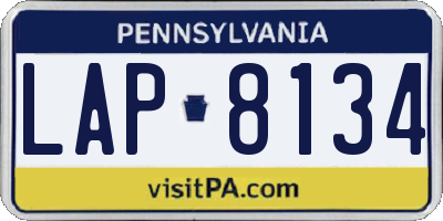 PA license plate LAP8134