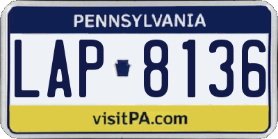 PA license plate LAP8136