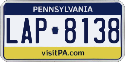 PA license plate LAP8138