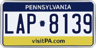 PA license plate LAP8139