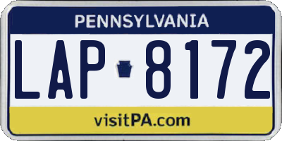 PA license plate LAP8172