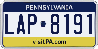 PA license plate LAP8191