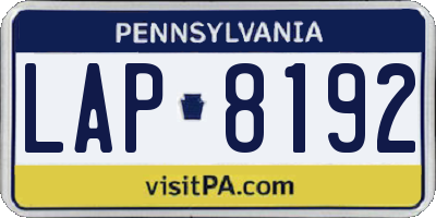 PA license plate LAP8192