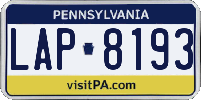 PA license plate LAP8193