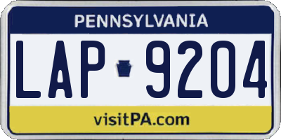 PA license plate LAP9204