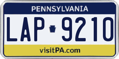 PA license plate LAP9210