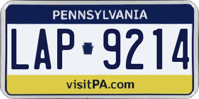 PA license plate LAP9214