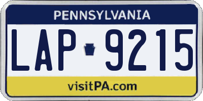 PA license plate LAP9215