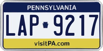 PA license plate LAP9217