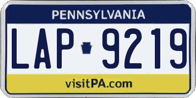 PA license plate LAP9219