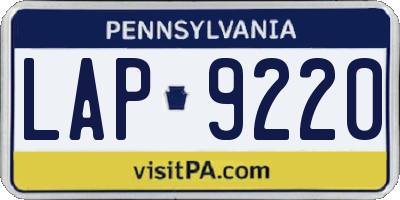 PA license plate LAP9220